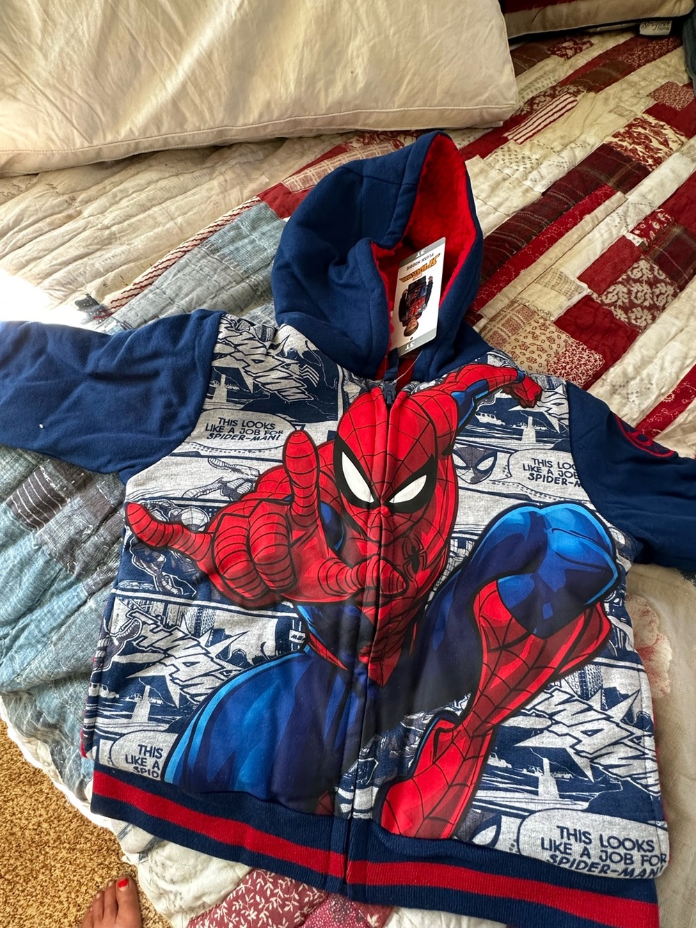 Marvel Kids Plush Hoodie - Red & Blue